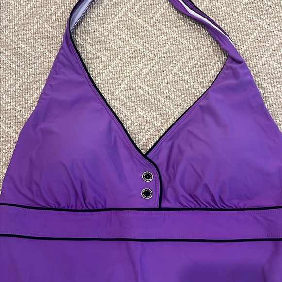 Nautica Swimsuit Tankini Top Halter Style Purple Size 10 77% Nylon 23% Spandex - Picture 2 of 5